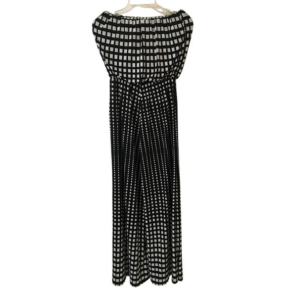 Ariella Small, Black & White Square Sleeveless Tube Jumpsuit Wide Flared Legs - Picture 3 of 4